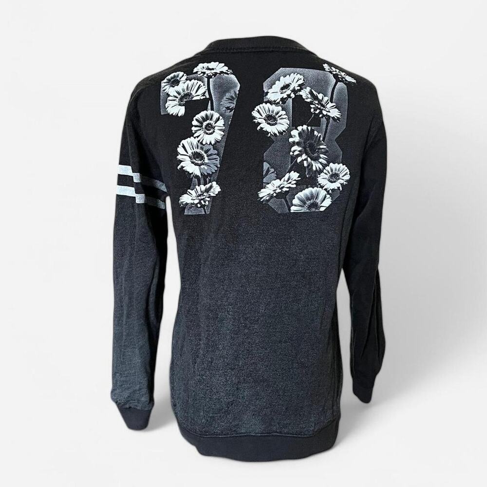 Diesel Black & White Floral Monochromatic Striped Sleeve 78 Back Sweater XXS - Picture 5 of 8